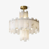 Alabaster Chandelier – Elegant Brass &amp; White Alabaster Light Fixture