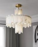 Alabaster Chandelier – Elegant Brass &amp; White Alabaster Light Fixture