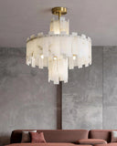 Alabaster Chandelier – Elegant Brass &amp; White Alabaster Light Fixture