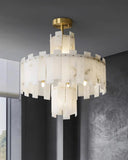 Alabaster Chandelier – Elegant Brass &amp; White Alabaster Light Fixture