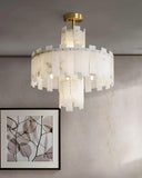 Alabaster Chandelier – Elegant Brass &amp; White Alabaster Light Fixture
