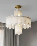 Alabaster Chandelier – Elegant Brass &amp; White Alabaster Light Fixture