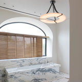 Alabaster Halo Pendant Light – Black &amp; White LED Chandelier