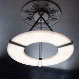 Alabaster Halo Pendant Light – Black &amp; White LED Chandelier