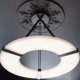 Alabaster Halo Pendant Light – Black &amp; White LED Chandelier