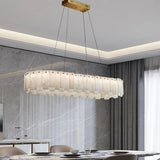 Alabaster Round Brass &amp; White Chandelier – Heavenly Glow