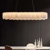 Alabaster Round Brass &amp; White Chandelier – Heavenly Glow