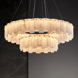 Alabaster Round Brass &amp; White Chandelier – Heavenly Glow