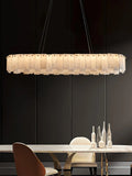 Alabaster Round Brass &amp; White Chandelier – Heavenly Glow