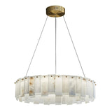 Alabaster Round Brass &amp; White Chandelier – Heavenly Glow