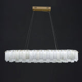 Alabaster Round Brass &amp; White Chandelier – Heavenly Glow