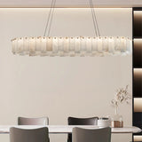 Alabaster Round Brass &amp; White Chandelier – Heavenly Glow