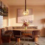 Alabaster Ring Pendant Light with Leather Strap – Integrated LED Hanging Ceiling Light