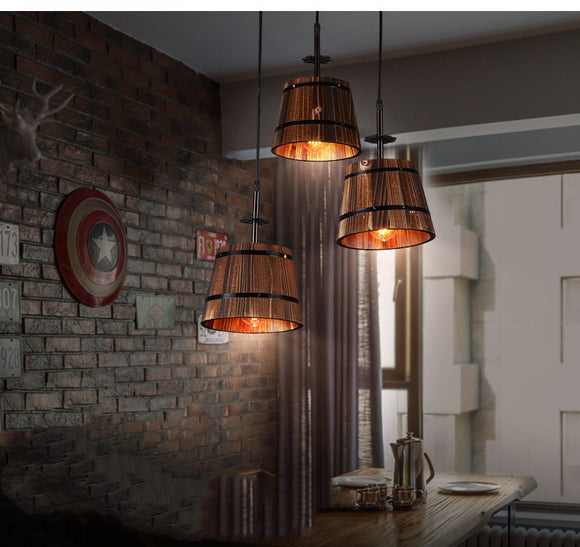 Art Pendant Light American Industrial Style Table Barrel Pendant Lamp Modern Chandelier