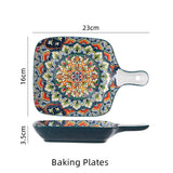 Boho Ceramic Dinner Plates Bule Set Tableware Dinnerware Set Hand-painted Printed Underglaze Ceramic Tableware