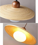 Bamboo Pendant Light LED Glass Shade Ceiling Hanging Lamp   Lighting Fixture Modern Suspended Chandelier