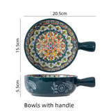 Boho Ceramic Dinner Plates Bule Set Tableware Dinnerware Set Hand-painted Printed Underglaze Ceramic Tableware