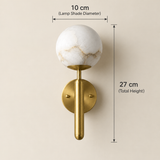 Modern Alabaster Globe Wall Sconce with Brushed Brass Finish