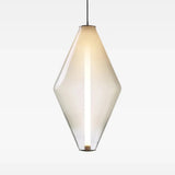 Modern Glass Pendant Light, Diamond & Globe Shapes, LED Tube Inside