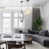 Modern Glass Pendant Light, Diamond & Globe Shapes, LED Tube Inside