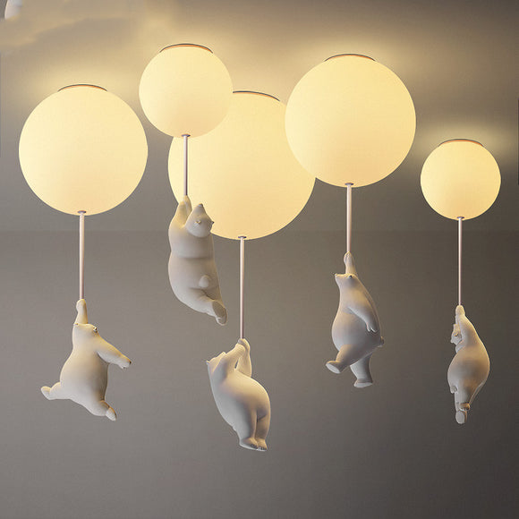Cartoon Bear Ceiling Lamp for Children's Bedroom Lamps Boy Girl Balloon Lights