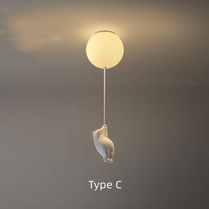 Cartoon Bear Ceiling Lamp for Children's Bedroom Lamps Boy Girl Balloon Lights