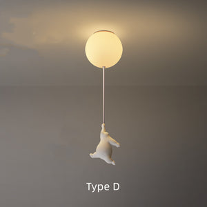 Cartoon Bear Ceiling Lamp for Children's Bedroom Lamps Boy Girl Balloon Lights