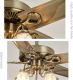 Ceiling Fan Light Iron Ceiling Fan Light Household European Style Fan Chandelier Living Room Iron Leaf Fan Light Restaurant Ceiling Fan with Light