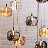 Contemporary Irregular Art Glass Pendant Light Cluster