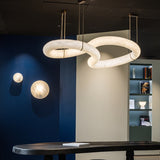 Customized Double Loop Symmetrical Alabaster Pendant Lighting