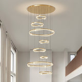 Customized Luxurious LED Modern Chandelier Large Lamp Multi-Shape Stairway Dimmable