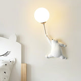 Cute Cartoon Bear Wall Lamp Set - Nursery LED Sconce with Bubble Globe Shade - Colorful Modern Kids Bedroom Lighting