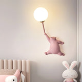 Cute Cartoon Bear Wall Lamp Set - Nursery LED Sconce with Bubble Globe Shade - Colorful Modern Kids Bedroom Lighting