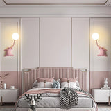 Cute Cartoon Bear Wall Lamp Set - Nursery LED Sconce with Bubble Globe Shade - Colorful Modern Kids Bedroom Lighting