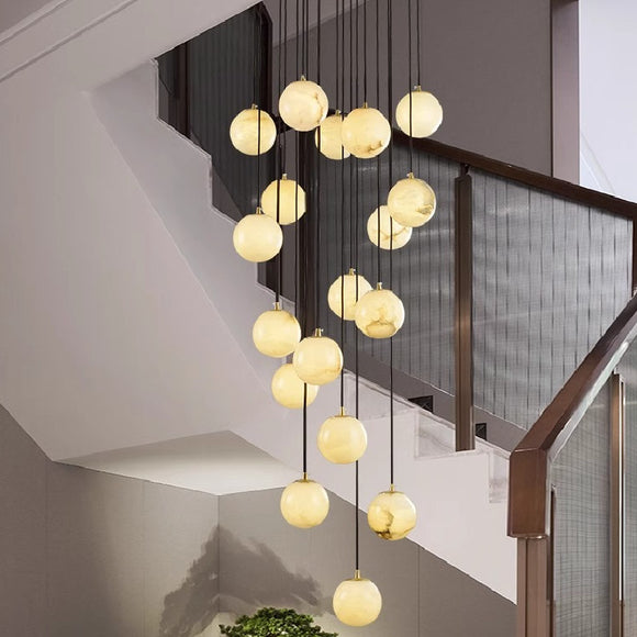 DIY Elegant Alabaster Ball Cluster Chandelier for Stairwells and High Ceilings