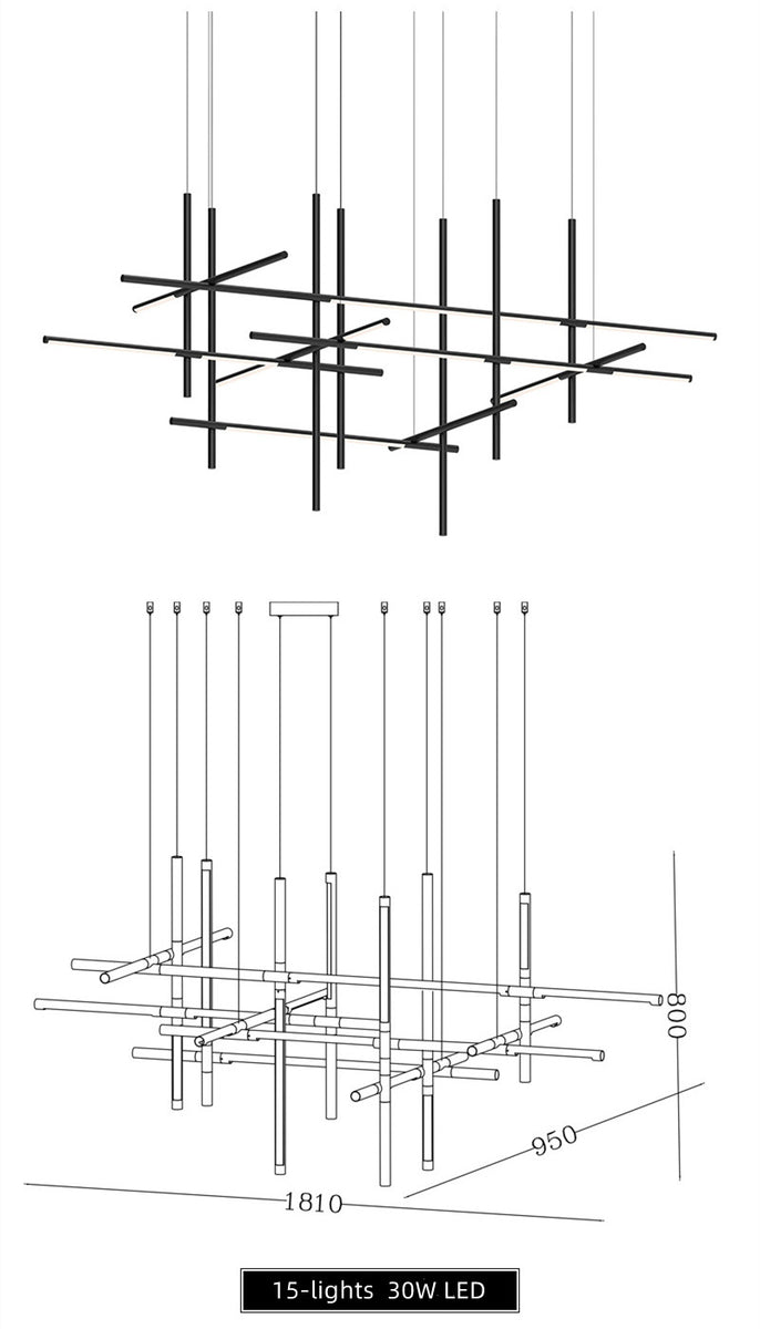 DIY Modern Linear LED Chandelier - Minimalist Geometric Suspension ...