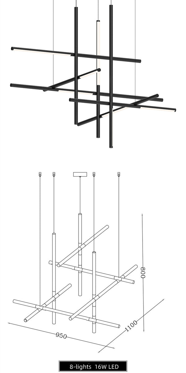DIY Modern Linear LED Chandelier - Minimalist Geometric Suspension ...