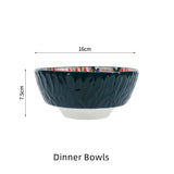 Boho Ceramic Dinner Plates Bule Set Tableware Dinnerware Set Hand-painted Printed Underglaze Ceramic Tableware