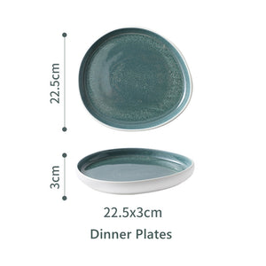 20 Piece Dark Green Ceramic Dinnerware Set Hand-painted Printed Underglaze Ceramic Tableware Creative
