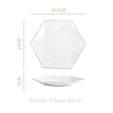 White Bowl Plate Combination Dinnerware Set Household Nordic Gold Border Pot Spoon Chopstick Bone Ceramic Tableware Set