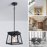 Farmhouse Pendant Light Metal Cage With Wooden Finish Rustic Lantern Chandelier