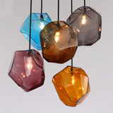 Geometric Glass Chandelier Modern Crystal Personality Creative Shaped Glass Aisle Colored Ice Stone