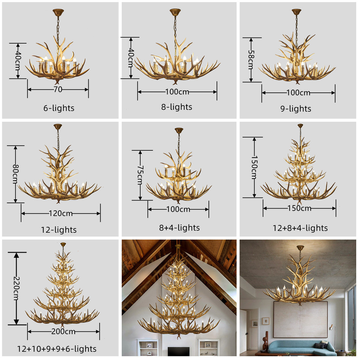 Grand Lodge & Farmhouse Antler Chandelier - Perfect for Cathedral and ...