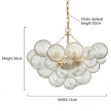 Hand-Blown Swirl Glass Bubble Chandelier – Mid-Century Modern Venetian Style Pendant Light in Antique Gold