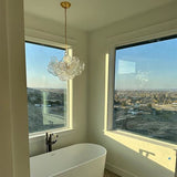 Hand-Blown Swirl Glass Bubble Chandelier – Mid-Century Modern Venetian Style Pendant Light in Antique Gold