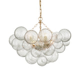 Hand-Blown Swirl Glass Bubble Chandelier – Mid-Century Modern Venetian Style Pendant Light in Antique Gold