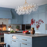 Hand-Blown Swirl Glass Bubble Chandelier – Mid-Century Modern Venetian Style Pendant Light in Antique Gold