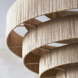 Hand-Woven Abaca Rope Tiered Chandelier  Natural Fiber Boho Pendant Light