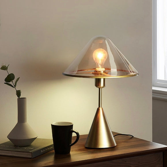 Cognac Glass Gold Table Lamp