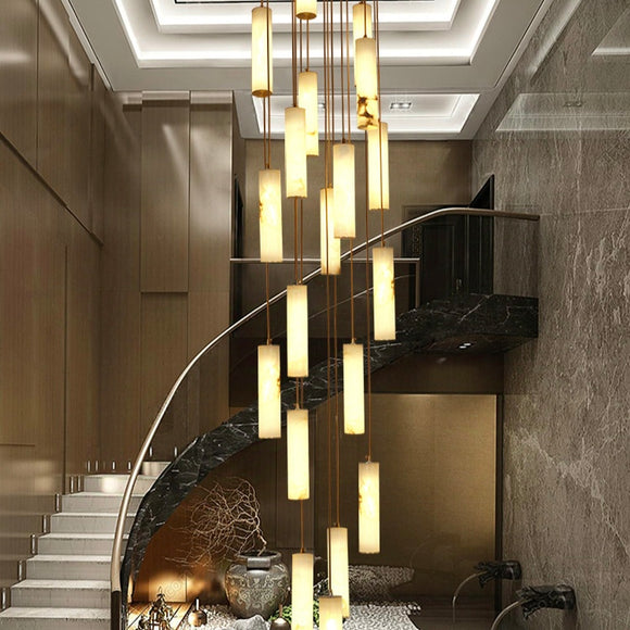Customized Alabaster Copper Pendant Lighting Stairway Lighting Ideas